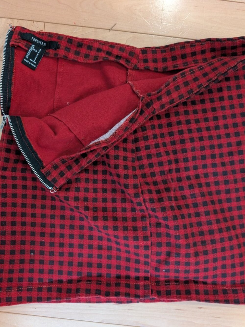Forever 21 Red and Black Plaid Mini Skirt - 28 x 15
